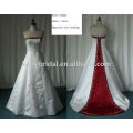 Bordar Beading Strapless Long Train Red Marfim Vestidos de casamento Vestidos